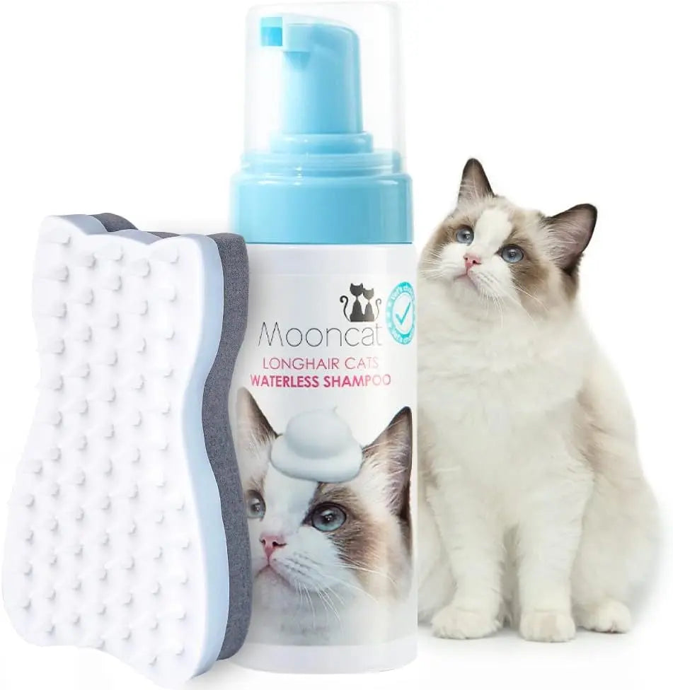 Waterless No-Rinse Cat Shampoo Foam & Brush Kit – Hypoallergenic, 5oz